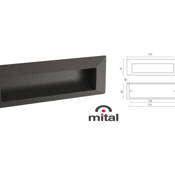 Maniglia Incasso MA25 Interasse 128 mm.150x46 varie finiture | Mital